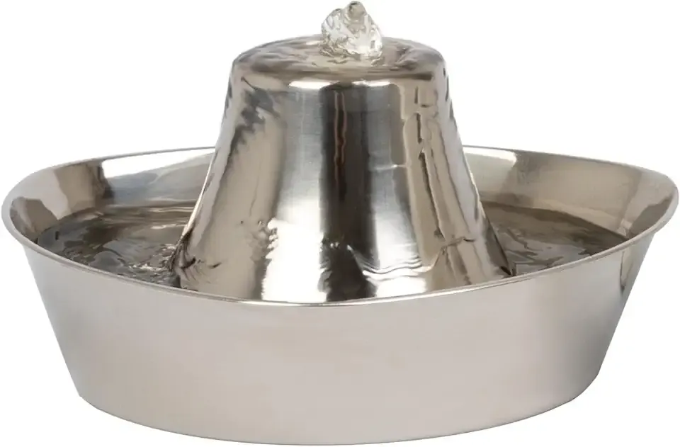 PetSafe Seaside Stainless Pet Fountain - Encourages Hydration - Dual Filtration Removes Odors - Compact Design - Rust Resistant Material - Quiet Motor -