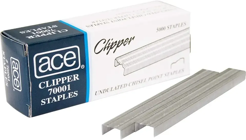 Advantus ACE Undulated Clipper Staples for 07020, Box of 5,000 Staples (ACE70001) , Silver