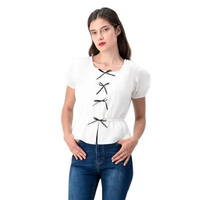 Blusa Mxstaza Mujer Manga Tipo Globo Diseño Liso
