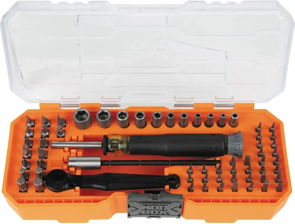 Klein Tools 32787 64-Piece Micro-Ratchet Bit Precision Driver Set with Modular Case, Magnetic, Precision, Standard Bits and Nut Drivers