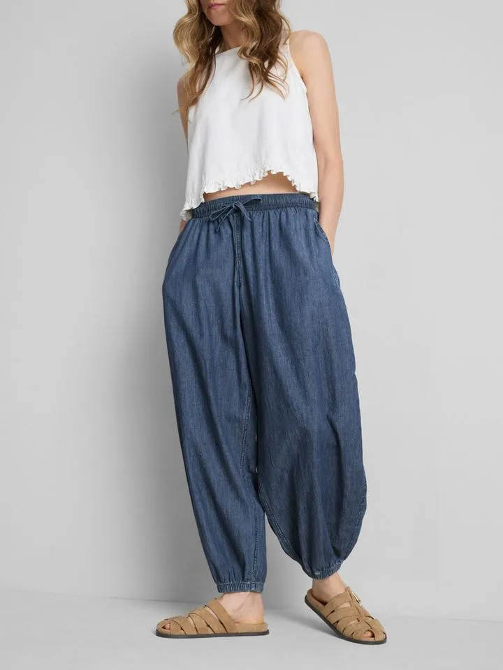 Sarouel en denim de coton