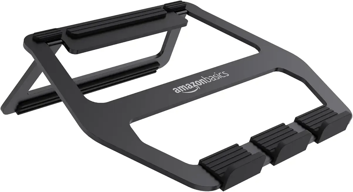 Amazon Basics Aluminum Portable Foldable Laptop Support Stand for Laptops up to 13", Black