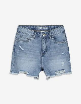Pantaloncini di jeans - Distrutto - blu