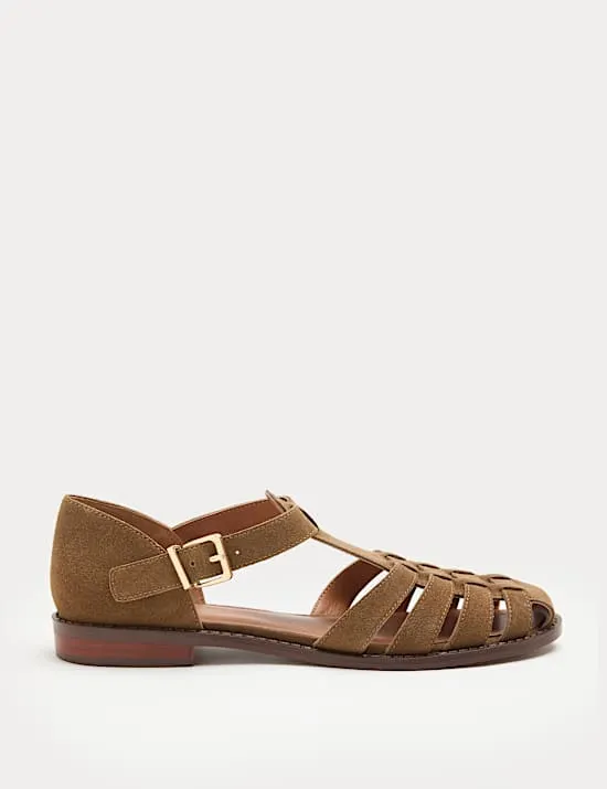 Suede Strappy Fisherman Sandals