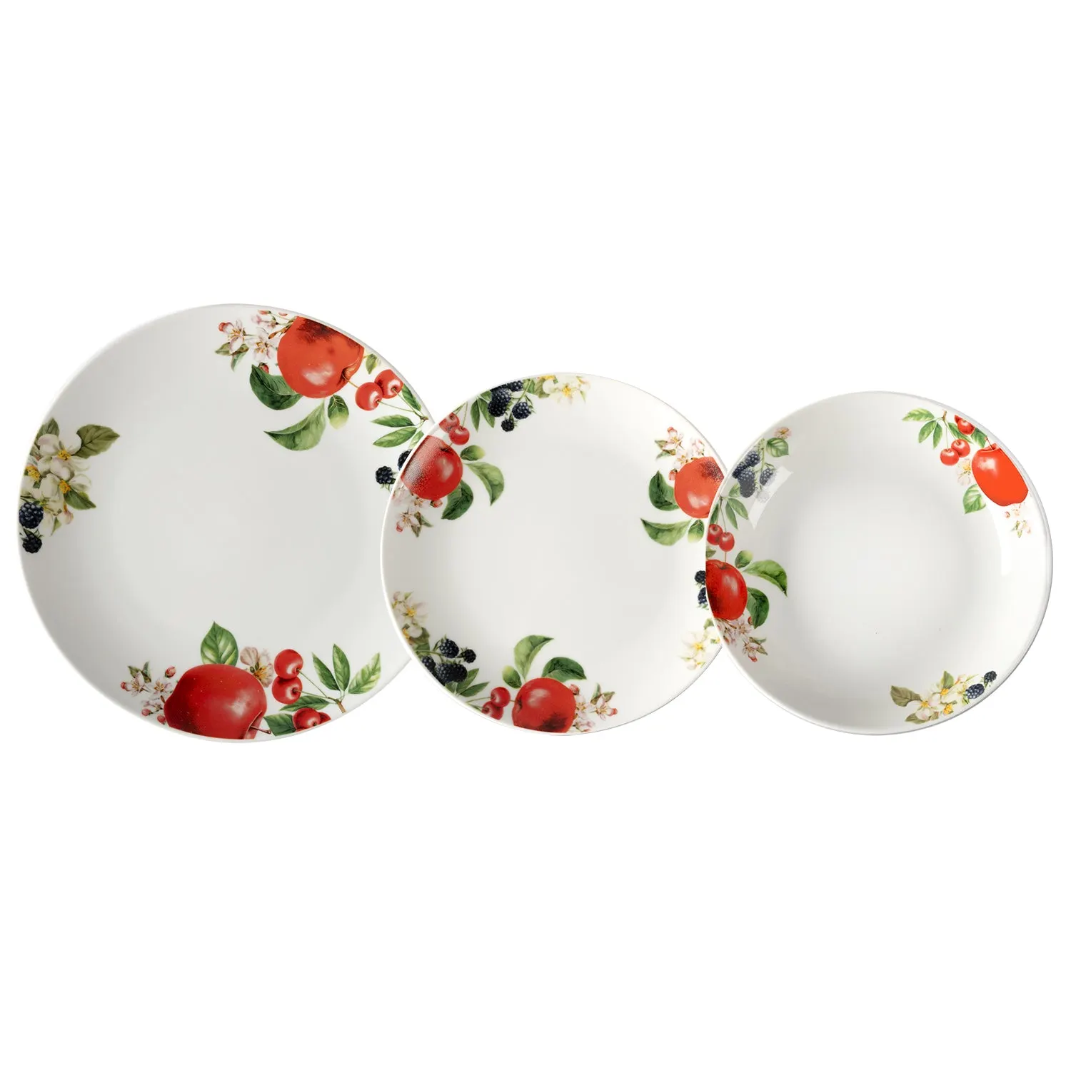 Servizio di Piatti Linea Rebeka Decorazione Frutta in Porcellana 18 Pezzi