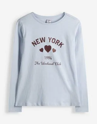 Maglia a manica lunga - Stampa - Azzurro