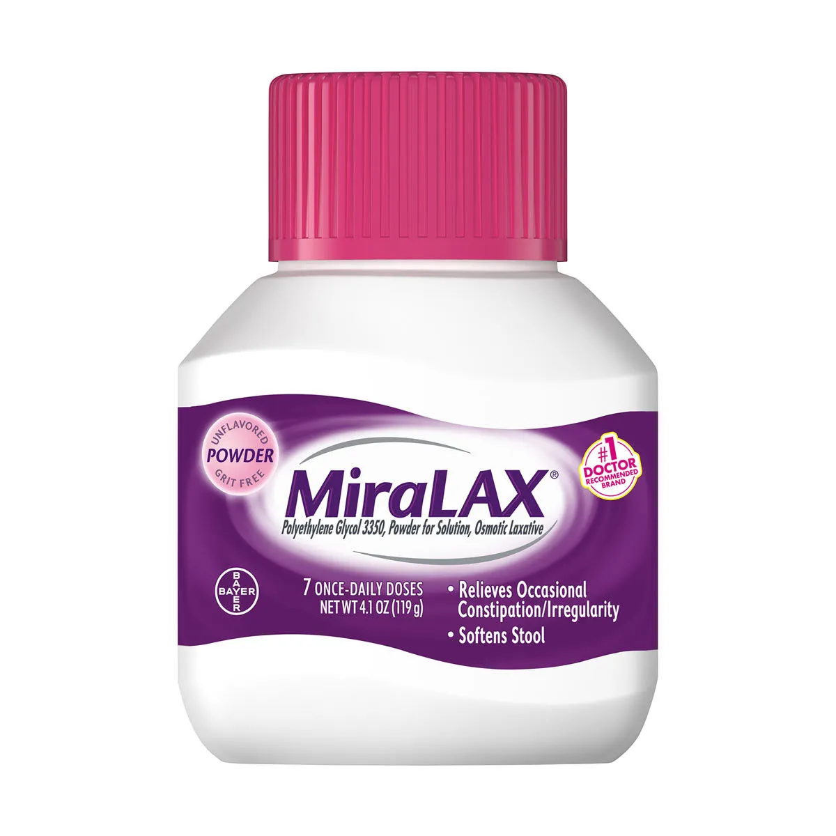 MiraLAX 7 Dose Unflavored Powder, 4.1 oz