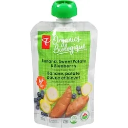 Banana, Sweet Potato, and Blueberry Strained Organic Baby Food