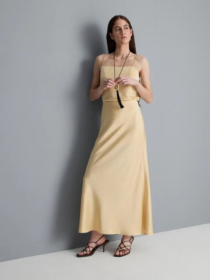 Jupe trapèze longue en satin