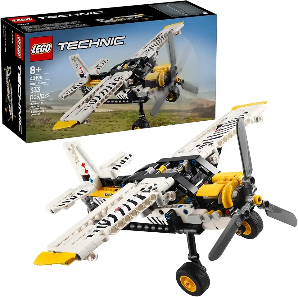 Technic Bush Plane Toy - Buildable Airplane Toy for Kids, Boys and Girls, Ages 8+ - Model Airplane Gift with Spinning Propeller, 4-Cylinder Piston Engine, and More - 42198