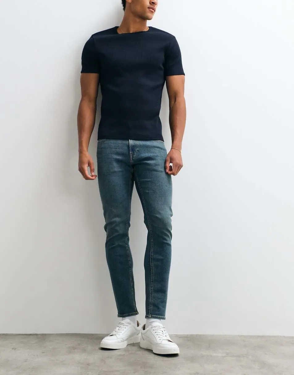 Jack & Jones Glenn slim jeans in mid blue wash