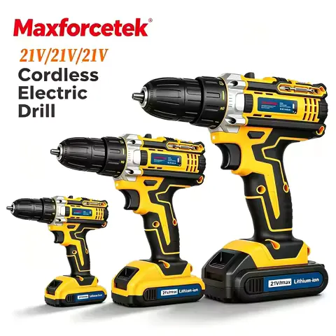 21V Cordless Drill and Impact Driver Kit Lithium-Ion Rechargeable Power Screwdriver Variable Speed for DIY Home Repairs Woodworking