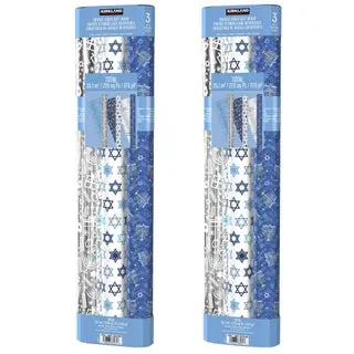 Kirkland Signature Double Sided Hanukkah Wrap, 6-rolls, 540 sq. ft. Total