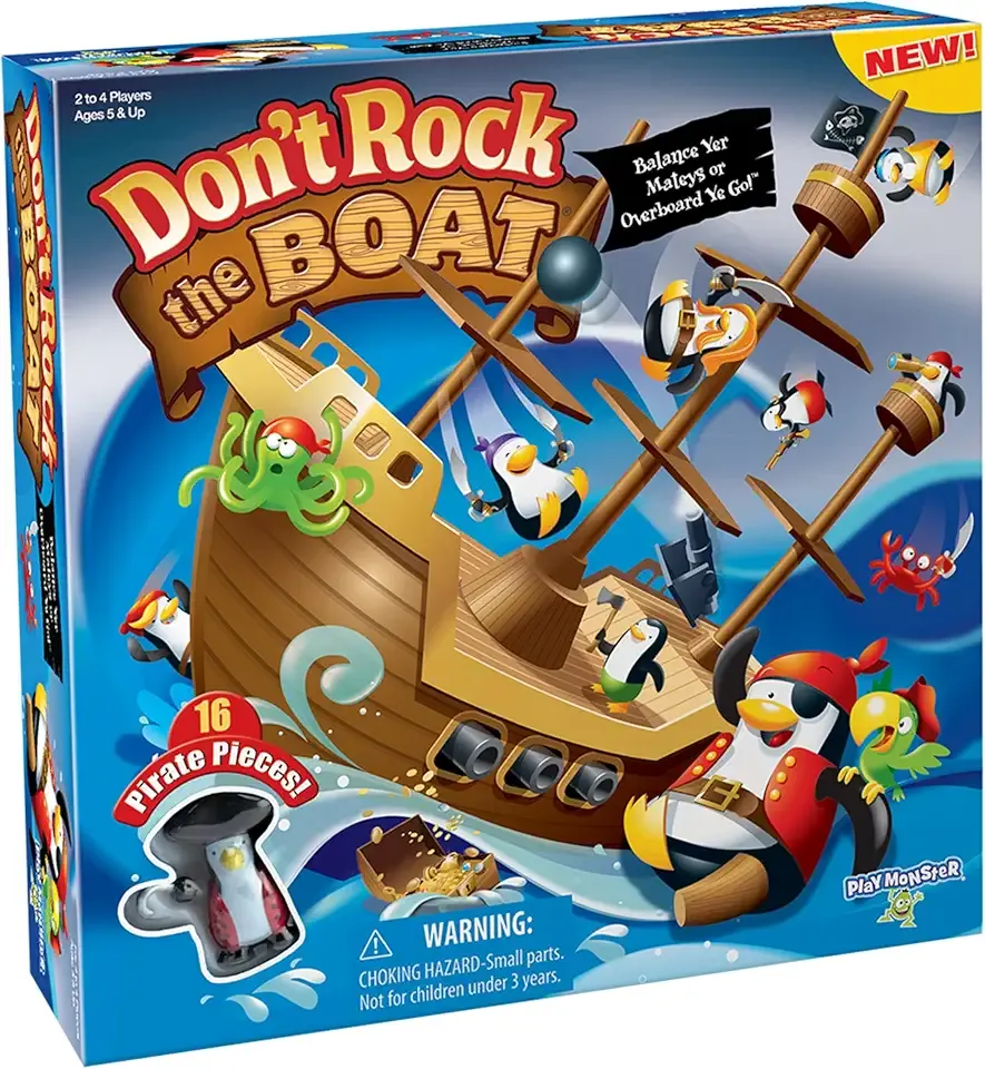 PlayMonster Don’t Rock the Boat Board Game-Kids Games, Family Games for Kids and Adults, Board Games for Family Night, Multi-Player Board Games, Builds Hand & Eye Coordination, Balancing Toy, Ages 5+