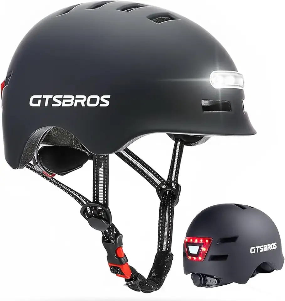 Bike Helmets for Adults - Front and Rear LED Lights Adjustable Bicycle Helmet for Adults Men Women Scooter Helmet for Commuting, Road Biking, Skating, Scooter