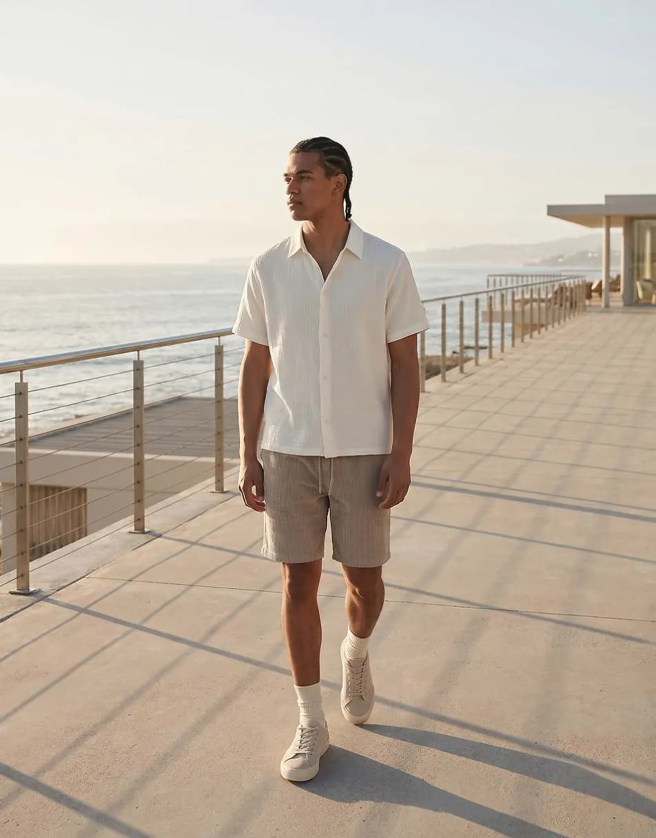 Jack & Jones textured sweat shorts in cream