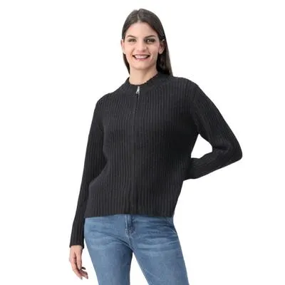 Suéter Mxstaza Mujer Acanalado con Cierre Completo