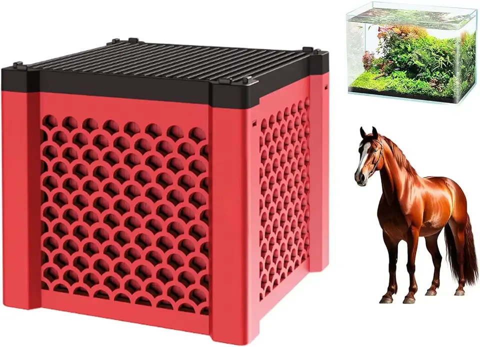 Pure Cube Water Trough Filter 2.0 Super‑Strong Filtration Aquarium Water Trough Activated Carbon Purifier Cube for Horse, Livestock, Fish Tanks & Ponds,Red,for 20 Gallons Tank