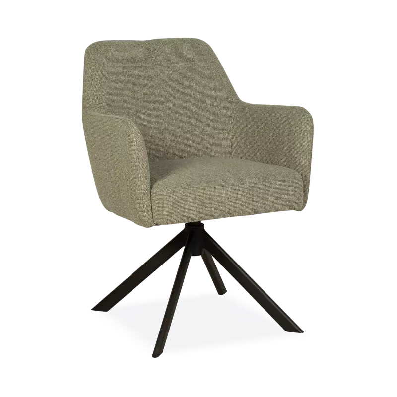 Armstoel Jesse - draaibaar - stof Lodge Thyme - pocketvering - poot zwart