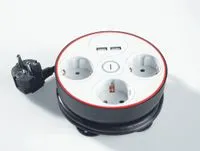 Clevere 3-fach Steckdose mit Kabelbefestigungseinrichtung schwarz/weiß