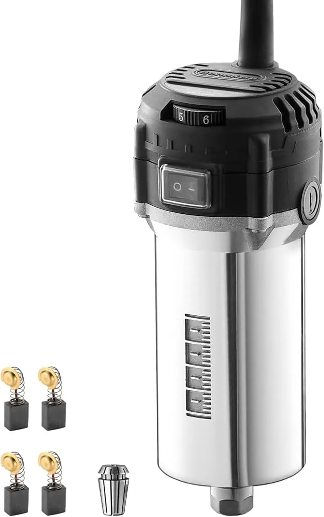 Genmitsu 710W Compact Router 65mm Diameter for CNC Machine | 6 Variable Speeds Palm Trimmer Router, ER11 Collet & 4 Carbon Brushes, Spindle Upgrade Accessories