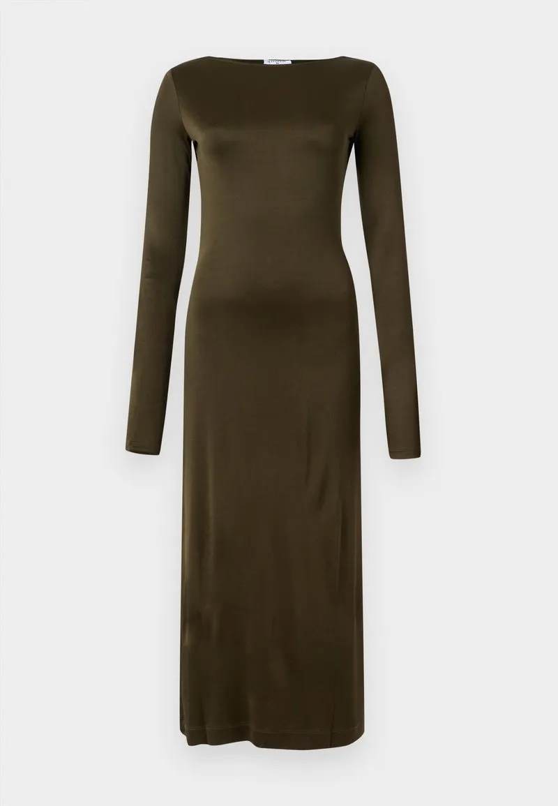 SCOOPED BACK DRESS - Jerseykjole - dark khaki