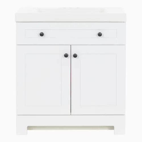 Everdean 30-inch W Bathroom Vanity in White with Cultured Marble Sink Top