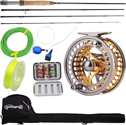 Sougayilang Fly Fishing Rod Reel Combos with Lightweight Portable Fly Rod and CNC-machined Aluminum Alloy Fly Reel,Fly Fishing Complete Starter Package Sougayilang Fly Fishing Rod Reel Combos with Lightweigh…