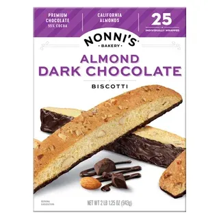 Nonni’s Biscotti, Almond Dark Chocolate, 1.34 oz, 25-count