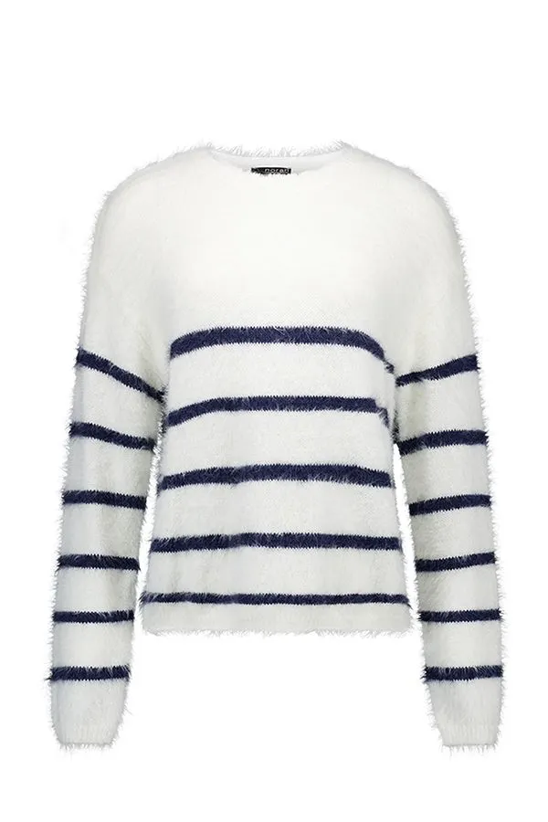 Off-white gebreide trui met strepen