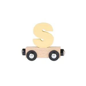 Lettre "J" wagon en bois - jaune