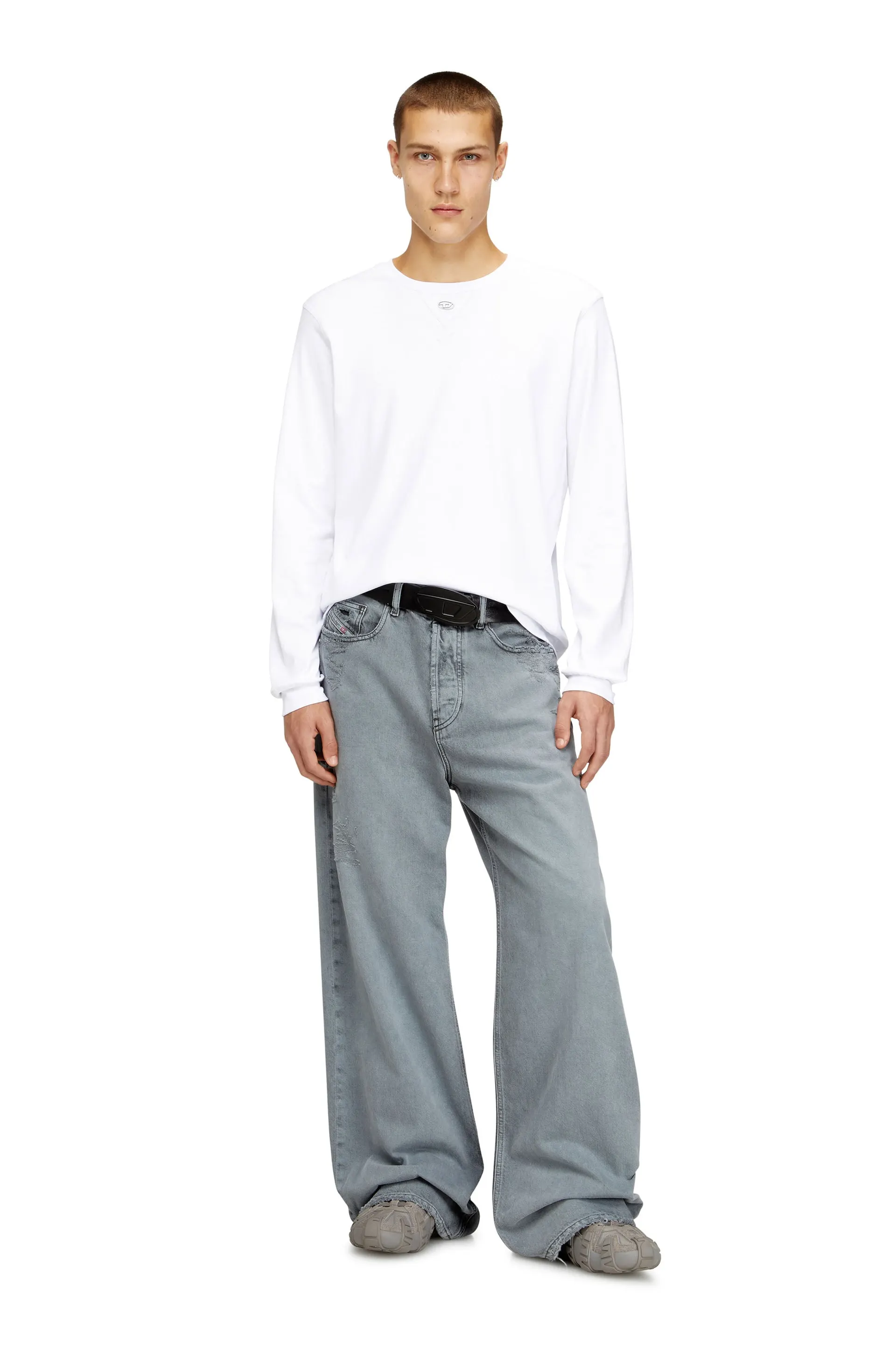 Cotton long-sleeve T-shirt with Oval D