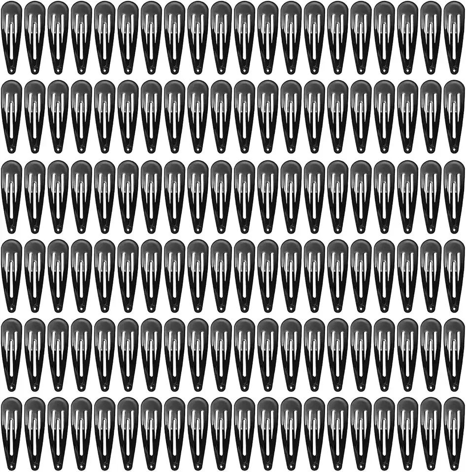 120 Pack Black 2 Inch Barrettes Women Metal Snap Hair Clips Accessories