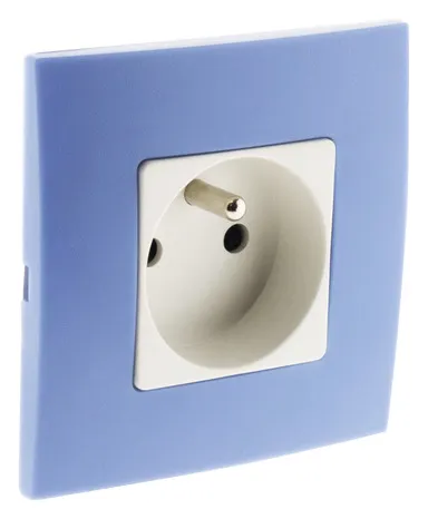 Prise 2 pôles+terre + Plaque bleue \"Clarys\"