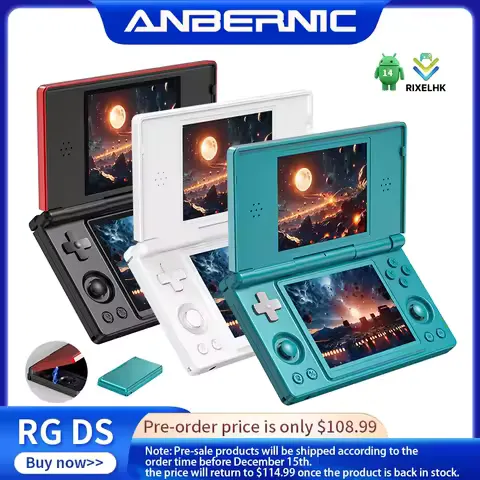 Video Game Console Wifi Streaming Anbernic RG DS Handheld Game Console 4" IPS Dual Screen Android 4000mAh Flip Video Games Player Supports RixelHK Wifi Streaming
