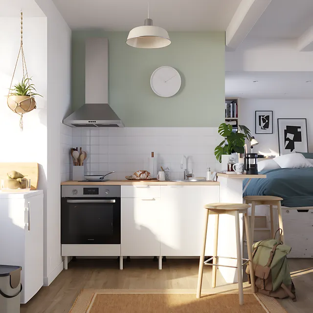 Cocina en kit Eleki blanca 3 módulos bajos L.160 x H.87 x P.58 cm