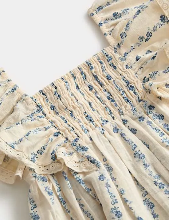 Pure Cotton Ditsy Floral Dress (2-10 Years)