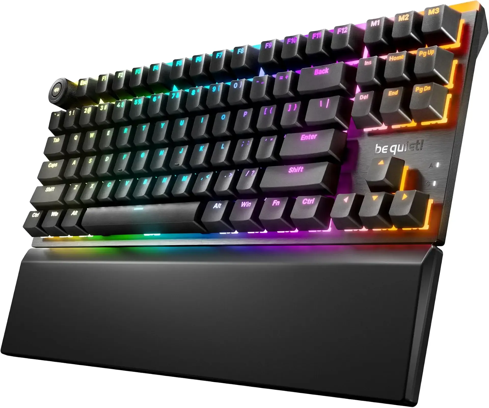 be quiet! Light Mount TKL, Mechanical Gaming Keyboard, Tactile Switches | Compact, Silent V2 Switches, Hot Swappable 5 Pin Support, ARGB Lighting, PBT Double-Shot Keycaps, 3D Media Wheel
