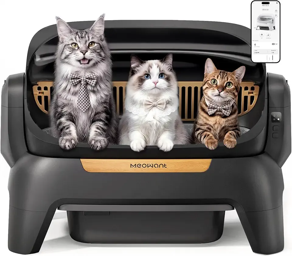 Meowant Extra Large Automatic Litter Box, Infrared Scanning and Anti-Pinch