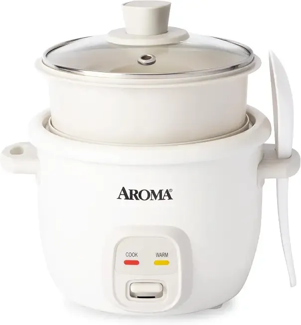 AROMA® CoreCoat Rice Cooker with Pop-Up Food Steaming Basket (4 Cups Cooked, 2 Cups Uncooked, 1 Qt)