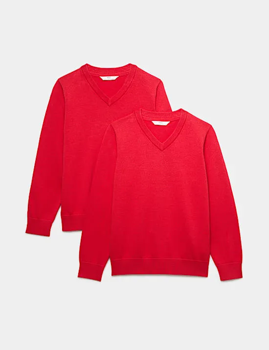 2 Pack Unisex Pure Cotton School Jumper (3-18 Yrs)
