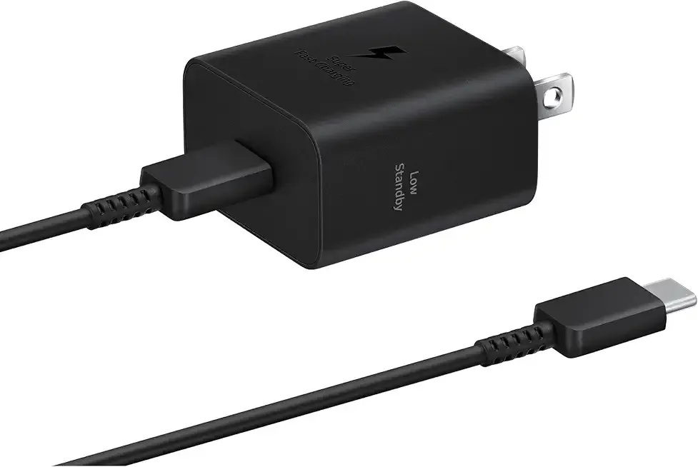 Samsung 25W Wall Charger Power Adapter with Cable, Super Fast Charging, Compact Design, Energy Efficient, Compatible with Galaxy and USB Type C Devices, Black