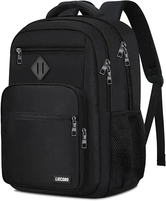 Black Backpack for Men, School Backpack for Boy Teens | 15.6 inch Laptop Back Pack with Reinforced Straps