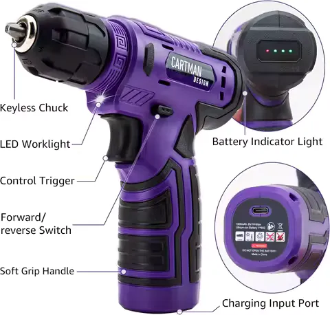 150-Piece Tool Kit with 8V Cordless Drill, Home Repair Essentials