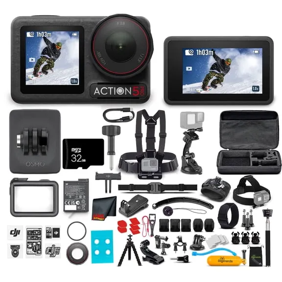 Deal, DJI Osmo Action 5 Pro Standard Combo - Action Camera Waterproof with 4K UHD Video, 1/1.3" Sensor, Dual Screens, Stabilization, For Vlogging, Sports & Travel + 64GB Card & 50 Piece Accessory Kit $369.99 Was $432.95