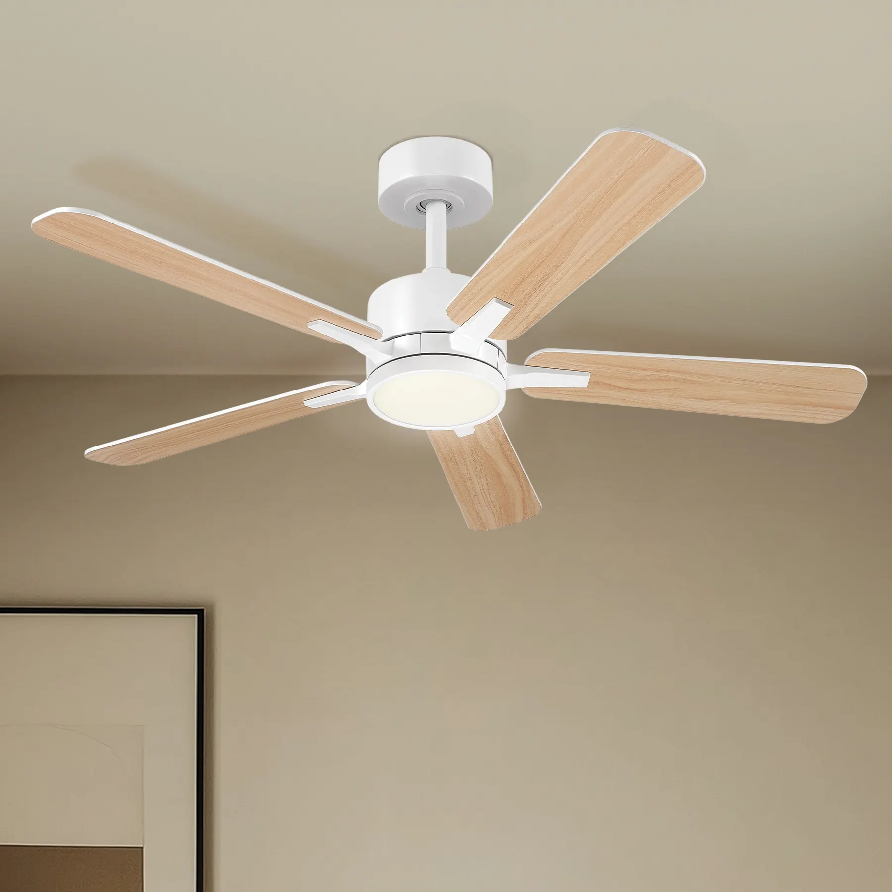 Harbor Breeze Northbrook 42-in Matte White LED Covered Outdoor Ceiling Fan With Light and Remote Control Included