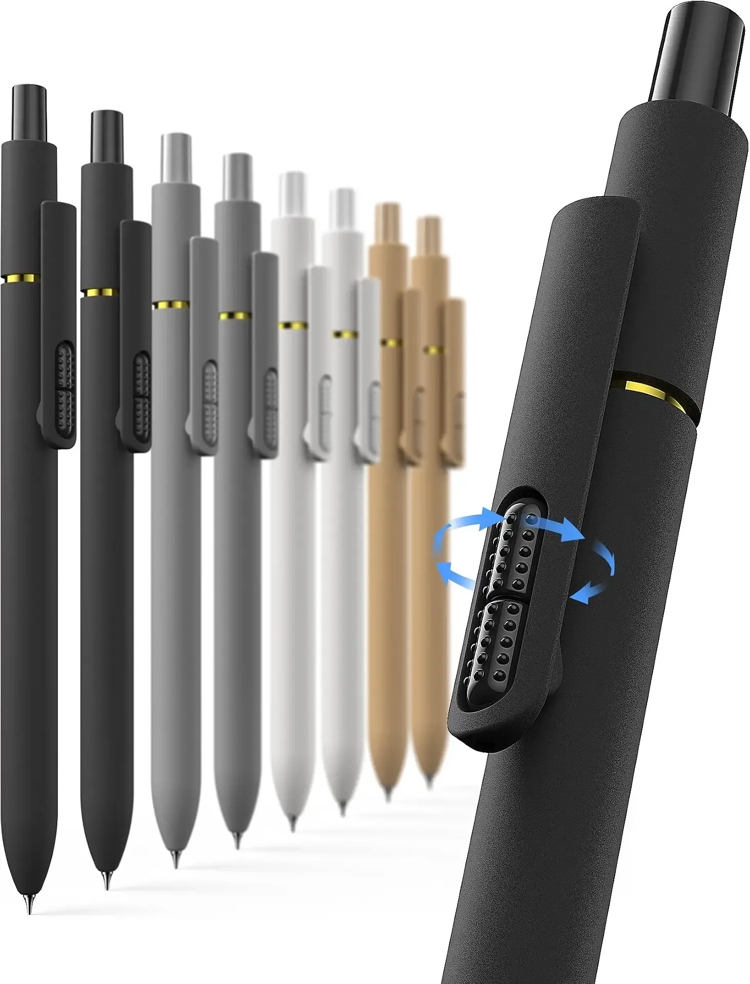 Hiacry 8 Pcs Gel Pens - 0.7mm Fine Point Smooth Writing Black Ink, Quick-Dry Long Lasting Fidget Pens, School & Office Supplies for Men Women(Classic-Black Ink)