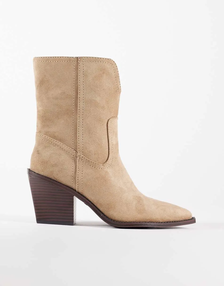 ASOS DESIGN Remone heeled western boots in taupe