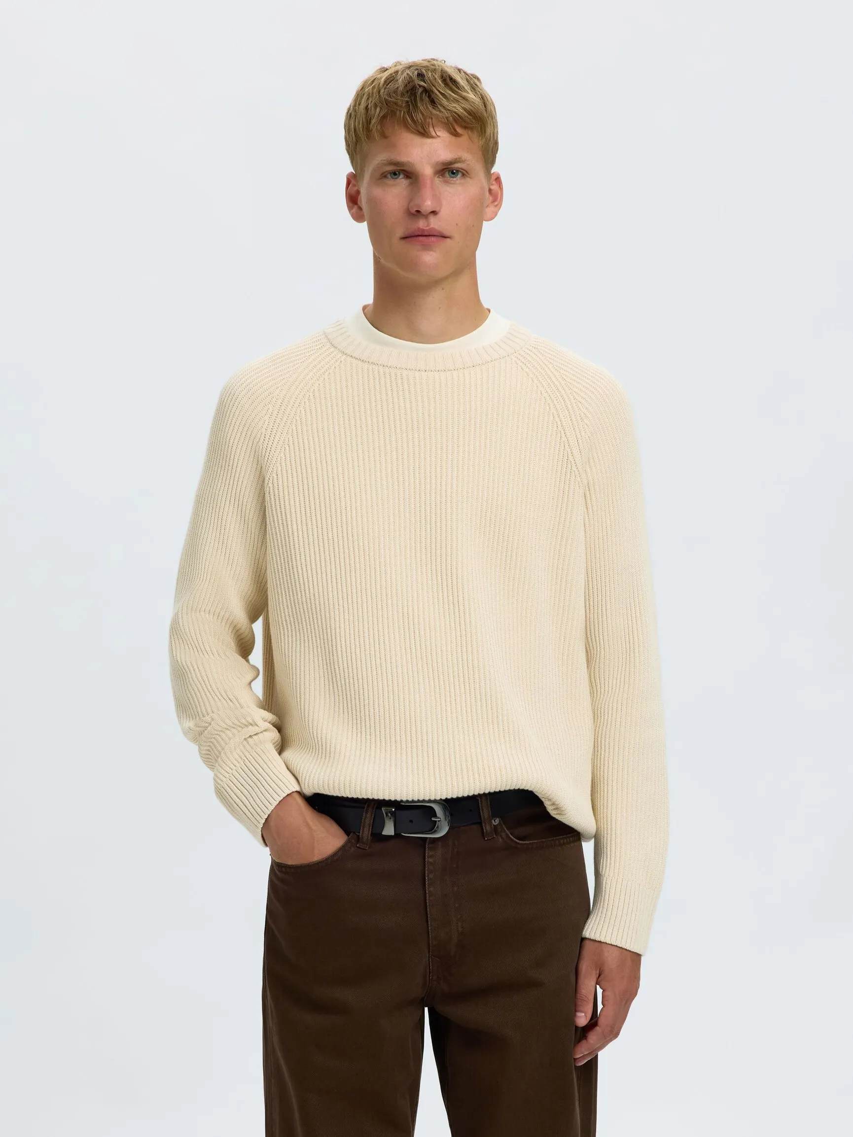 BOMULL STRIKKET PULLOVER