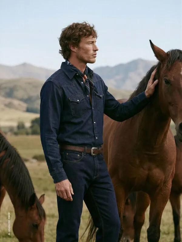 Dark denim western shirt